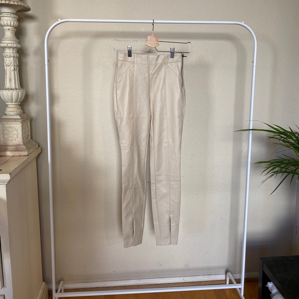 Tan leather zara pants